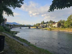 Abendstimmung an der Isar in Bad Tölz